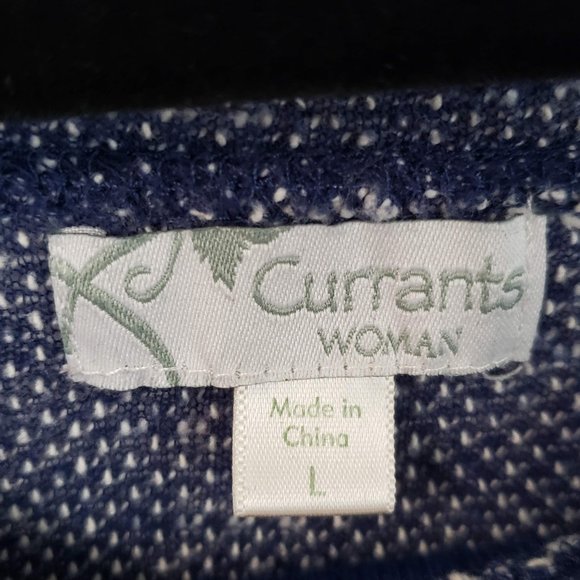 Pullover Sweater White and Denim Blue Textured Knit, Currants Woman, Size L - Picture 2 of 13